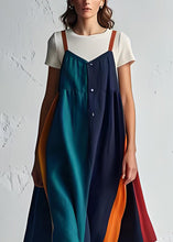 Load image into Gallery viewer, Handmade Colorblock O Neck Dresses Cotton Two Piece Set Summer