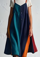 Load image into Gallery viewer, Handmade Colorblock O Neck Dresses Cotton Two Piece Set Summer