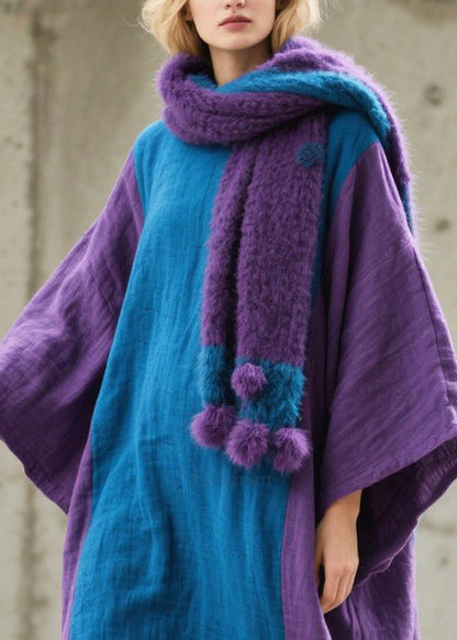 Handmade Colorblock Oversized Patchwork Cotton Maxi Dresses Fall