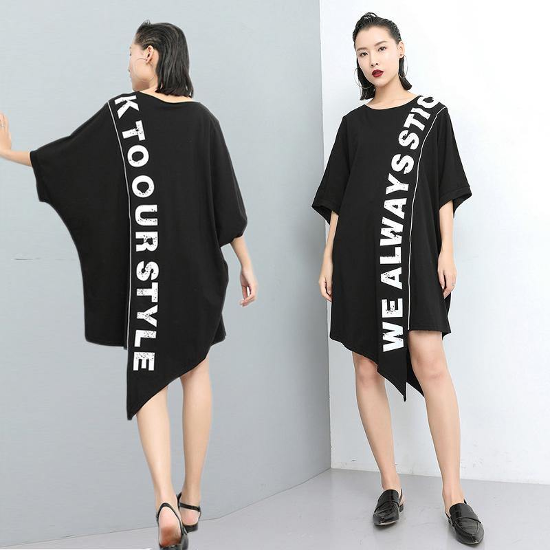 Handmade Cotton dresses Vintage Print Fashion Casual Irregular Women Dress - SooLinen