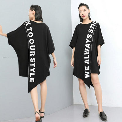 Handmade Cotton dresses Vintage Print Fashion Casual Irregular Women Dress - SooLinen