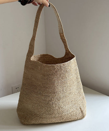 Handmade Grass Woven French Style Large Capacity Shoulder Bag