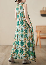 Load image into Gallery viewer, Handmade Green O-Neck Print Maxi Dresses Summer