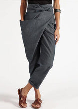 Load image into Gallery viewer, Handmade Grey asymmetrical design High Waist Cotton Harem Summer Pants