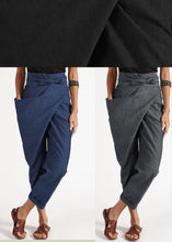 Load image into Gallery viewer, Handmade Grey asymmetrical design High Waist Cotton Harem Summer Pants