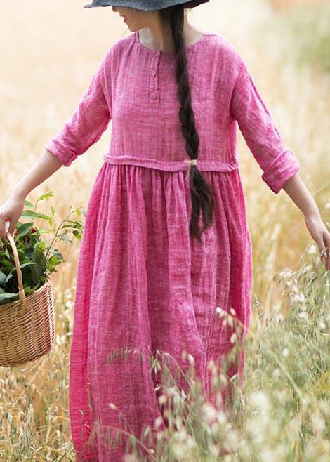 Handmade O Neck Cinched Spring Tunic Top Tutorials Rose Maxi Dresses - SooLinen