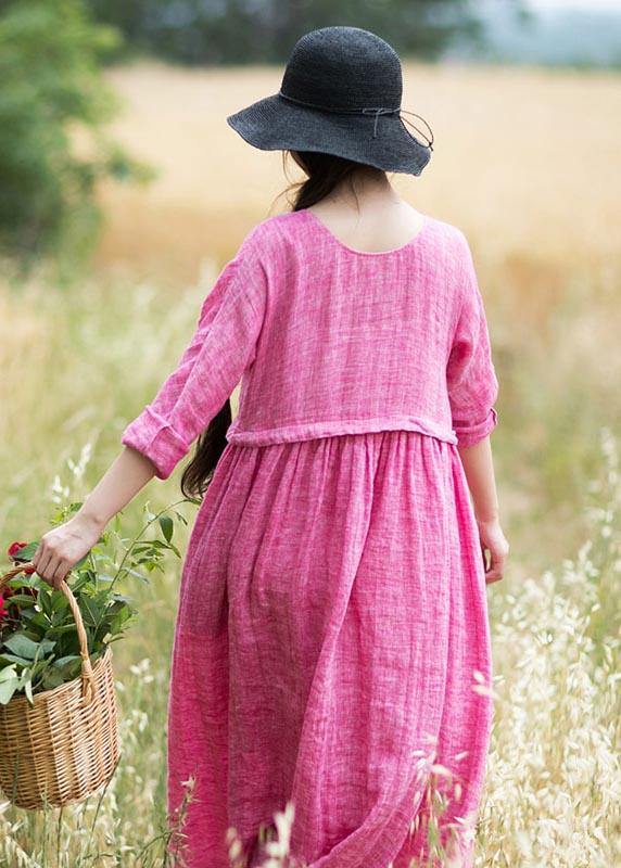 Handmade O Neck Cinched Spring Tunic Top Tutorials Rose Maxi Dresses - SooLinen