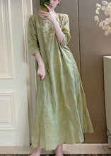 Load image into Gallery viewer, Handmade Pink O-Neck Embroidered Linen Long Dresses Summer