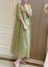 Load image into Gallery viewer, Handmade Pink O-Neck Embroidered Linen Long Dresses Summer