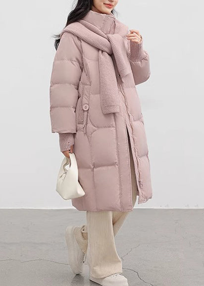Handmade Pink Stand Collar Thick Duck Down Winter Coats