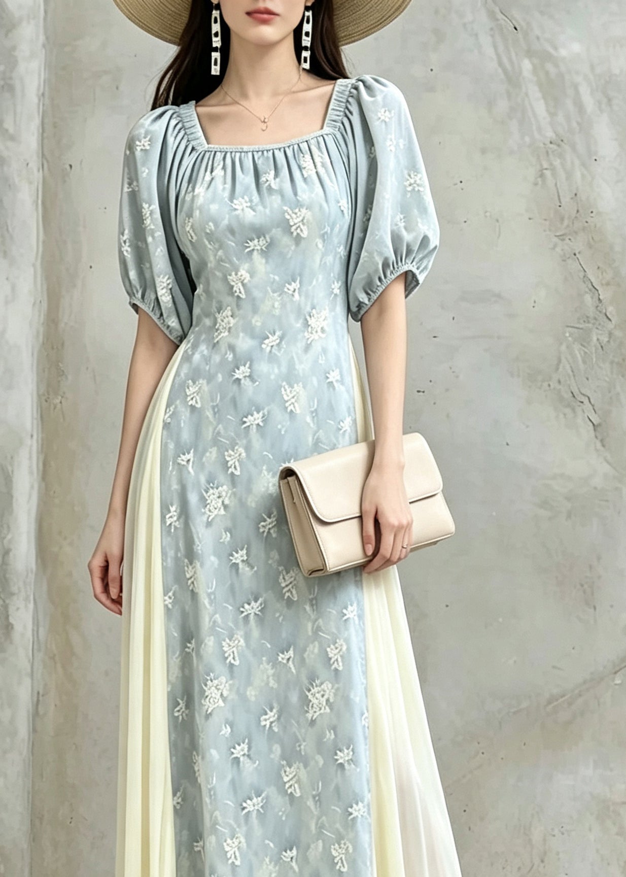 Handmade Pink Wrinkled Tulle Patchwork Maxi Dress Summer