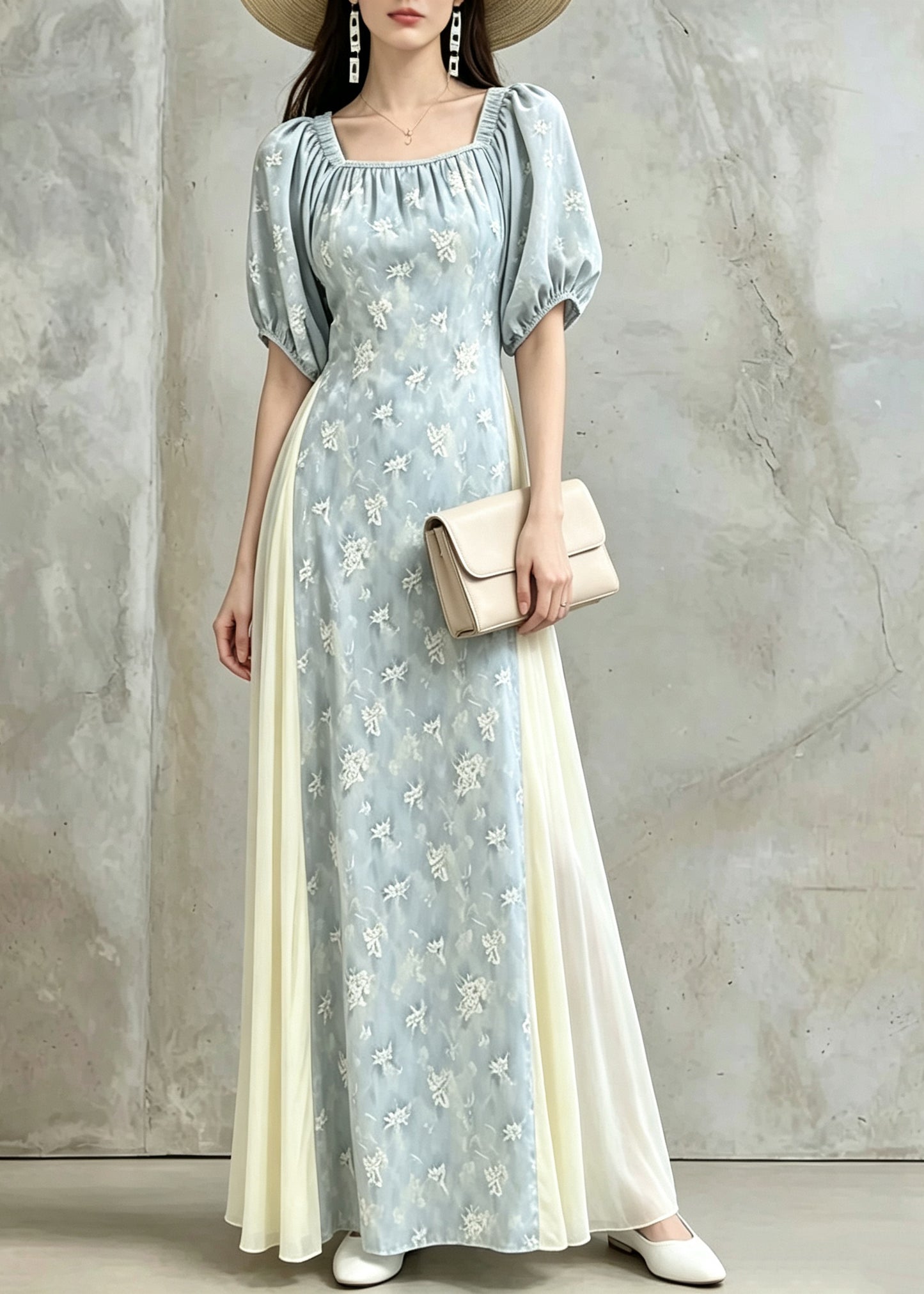 Handmade Pink Wrinkled Tulle Patchwork Maxi Dress Summer