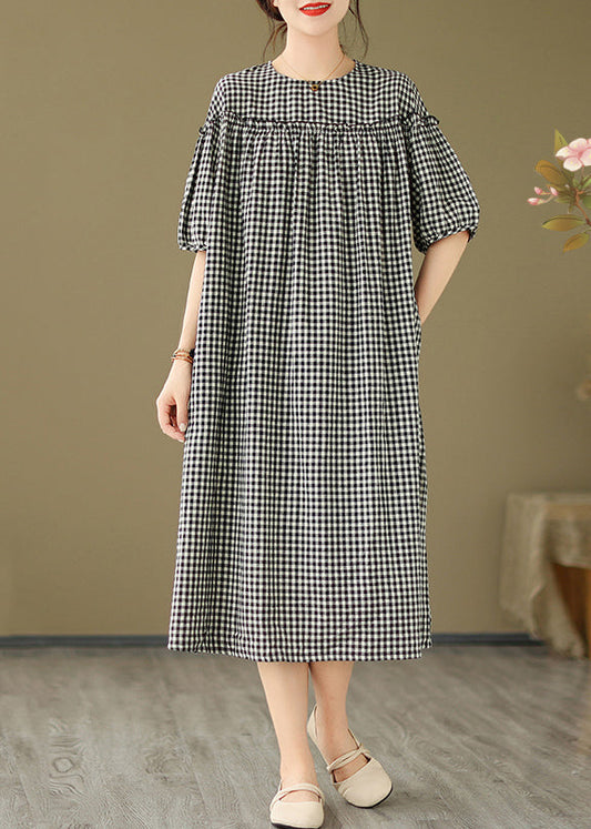 Handmade Plaid Ruffled Patchwork Party Maxi Dress Summer