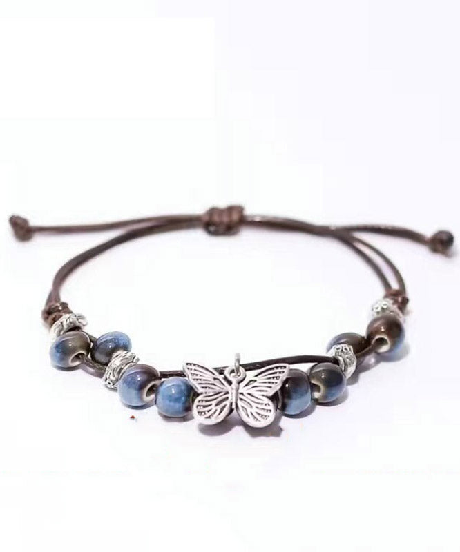 Handmade Purple Weave Ceramic Beading Charm Bracelet