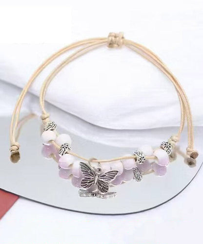 Handmade Purple Weave Ceramic Beading Charm Bracelet