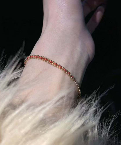 Handmade Red Sterling Silver Overgild Weave Chain Bracelet