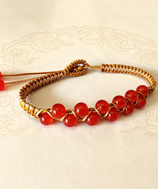 Handmade Red Weave Crystal Bracelet
