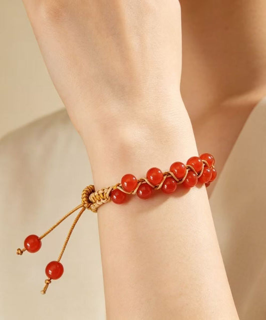 Handmade Red Weave Crystal Bracelet