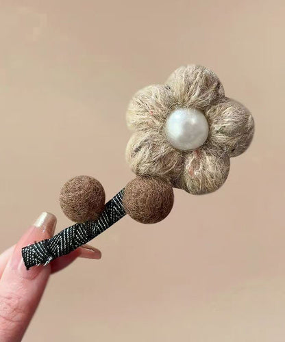 Handmade Resin Fuzzy Fur Fluffy Floral Hairpin