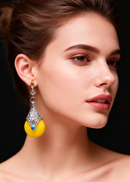 Handmade Rotundity Beeswax Zircon Drop Earrings