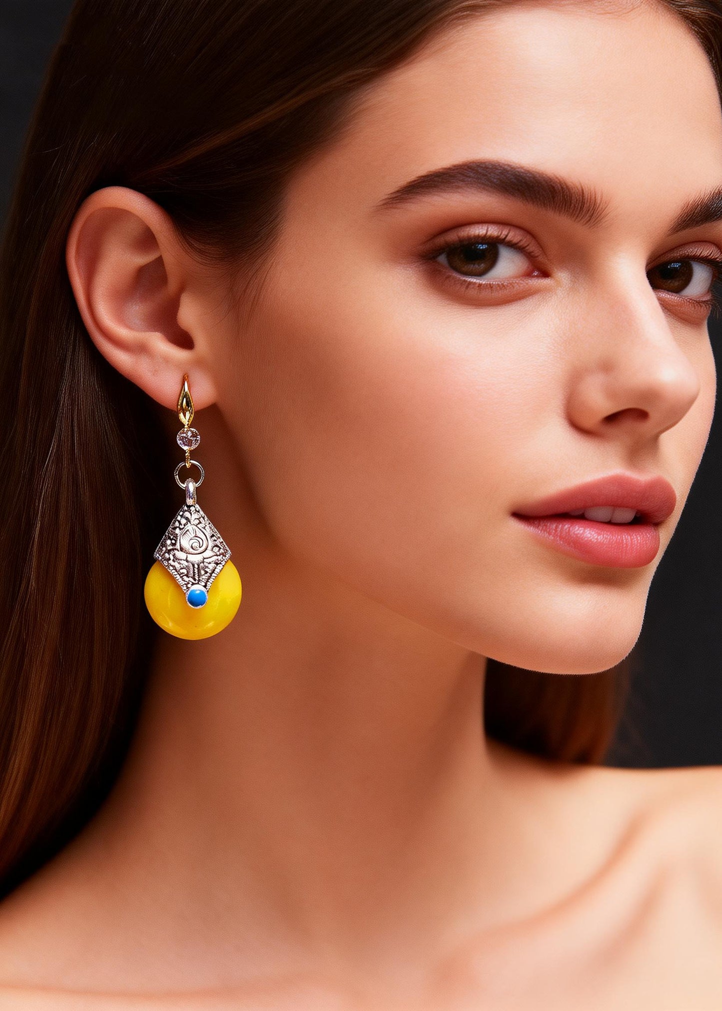 Handmade Rotundity Beeswax Zircon Drop Earrings