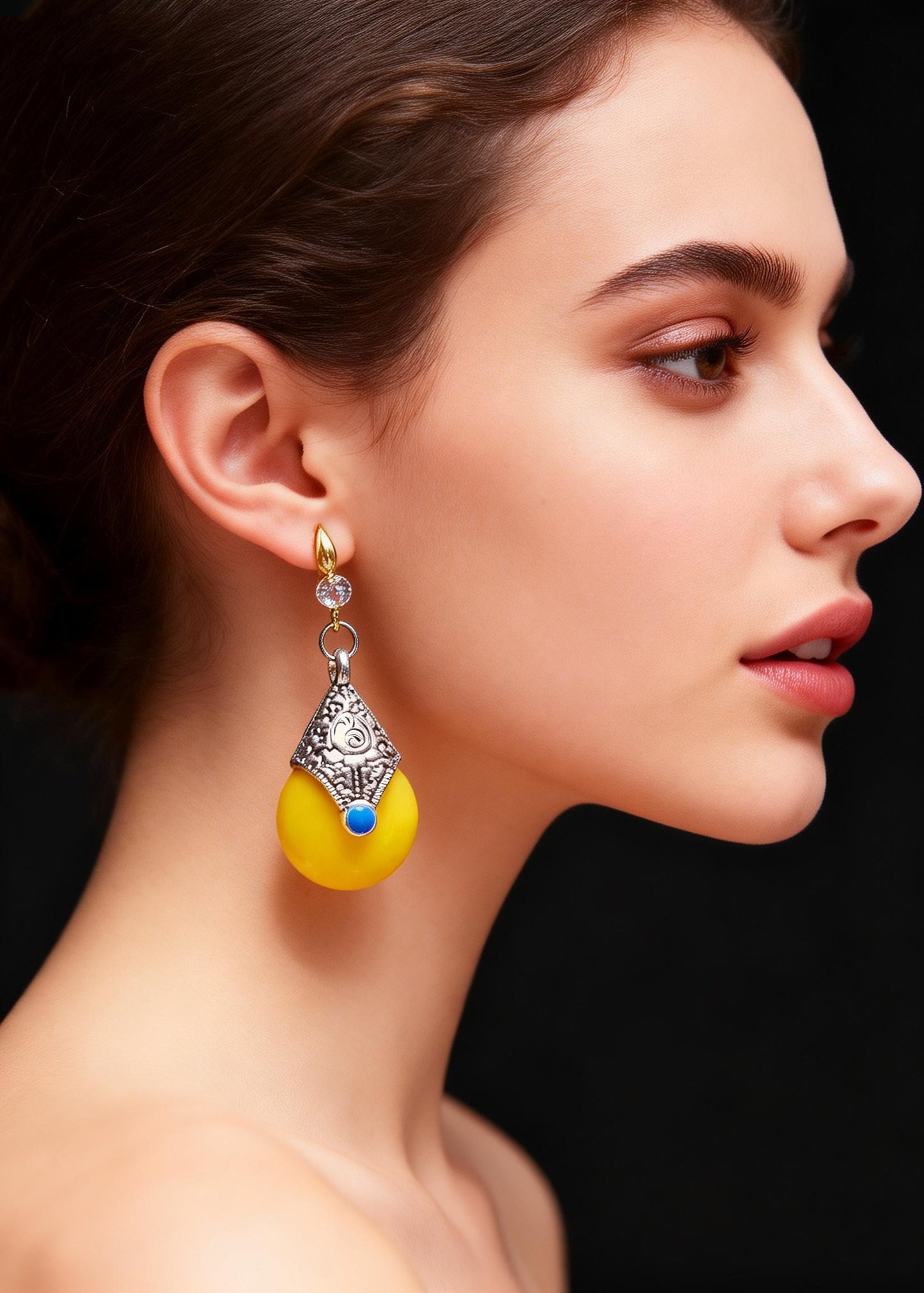 Handmade Rotundity Beeswax Zircon Drop Earrings