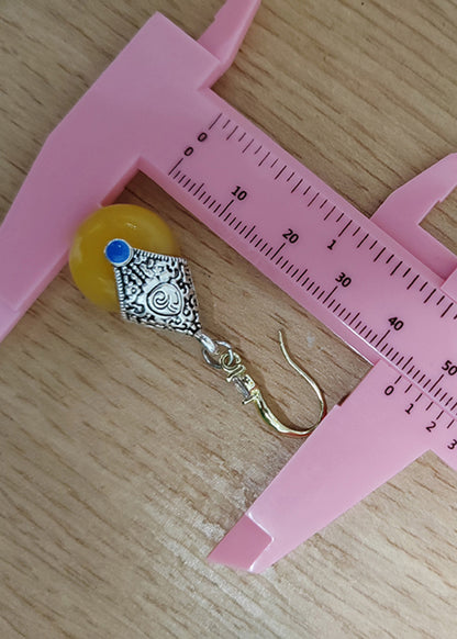 Handmade Rotundity Beeswax Zircon Drop Earrings