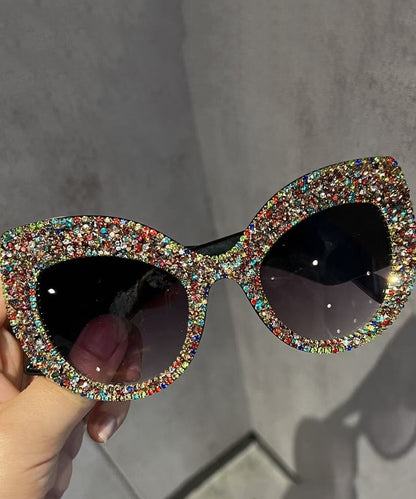 Handmade Sexy Cat Eye Gold Diamond Studded Sunglasses