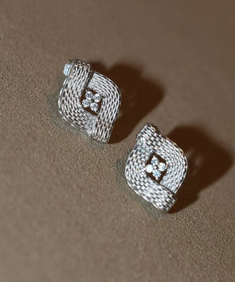Handmade Silk Alloy Weave Zircon Drop Earrings