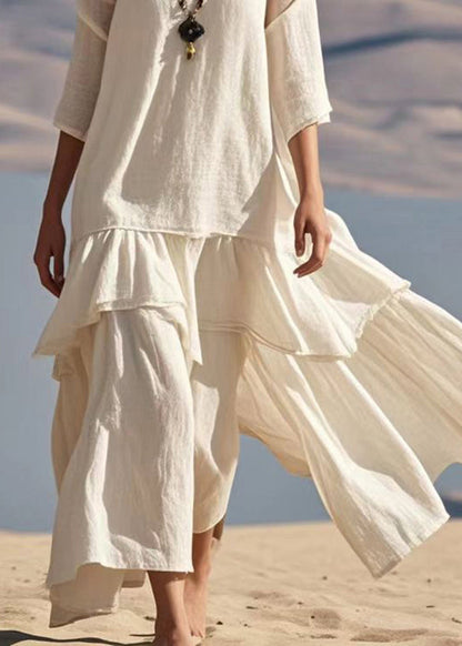 Handmade White Asymmetrical Patchwork Cotton Dress Bracelet Sleeve