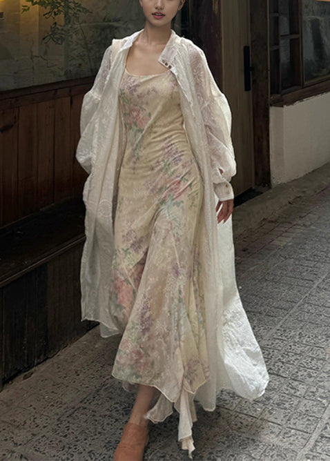 Handmade White Oversized Jacquard Cotton Cardigan Summer