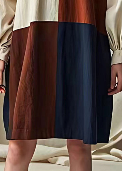 Handmade White Oversized Patchwork Cotton Dress Puff Sleeve