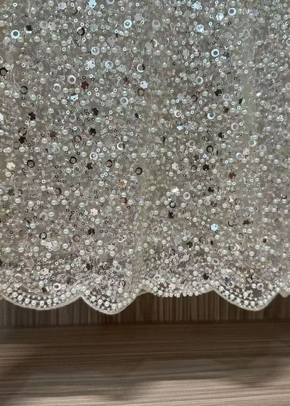 Handmade White Sequins Pearl Tulle Tops Summer