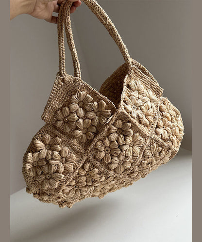Handmade Woven Flower Solid Durable Tote Bag
