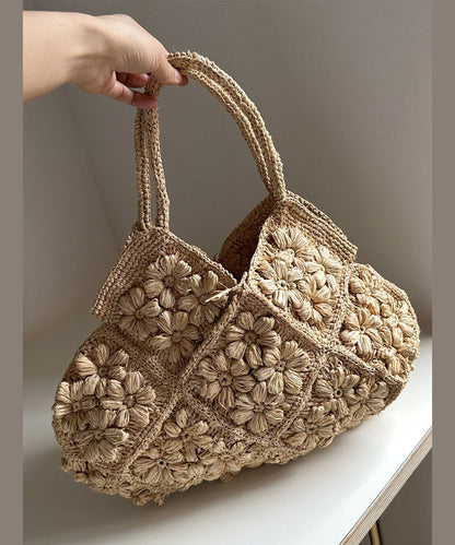 Handmade Woven Flower Solid Durable Tote Bag