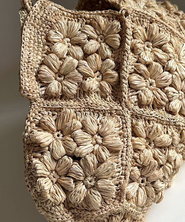 Handmade Woven Flower Solid Durable Tote Bag