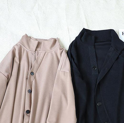 Handmade black Cotton Tunics lapel asymmetric Midi Dress - SooLinen