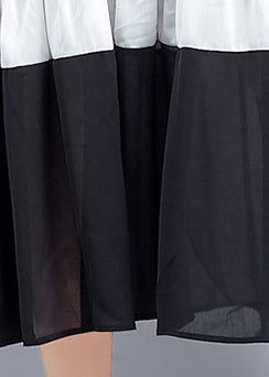 Handmade black Cotton Wardrobes plus size Photography patchwork Cinched shift Summer Dresses