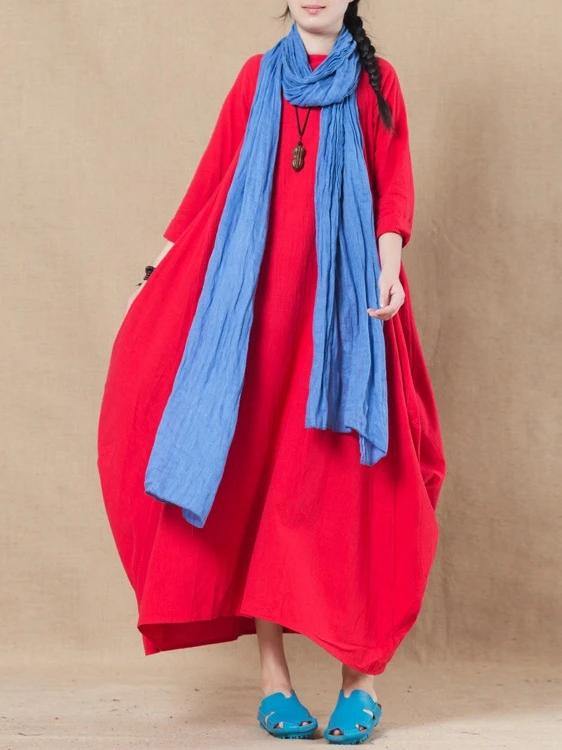 Handmade black linen cotton Wardrobes o neck asymmetric spring Dress - SooLinen