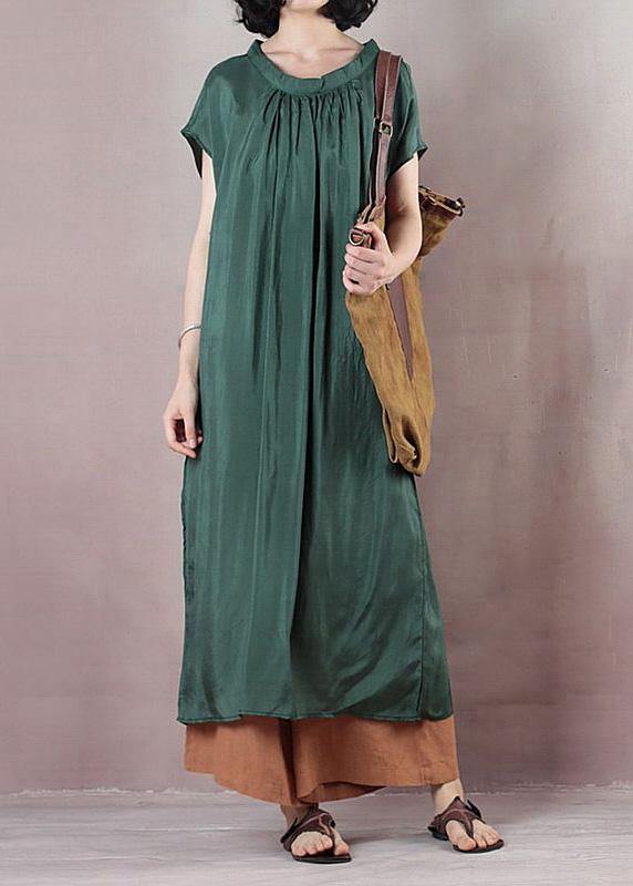 Handmade blackish green cotton Wardrobes Cinched Art summer Dress - SooLinen