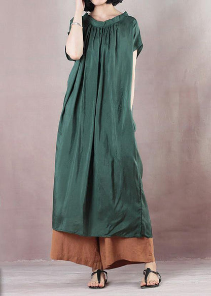 Handmade blackish green cotton Wardrobes Cinched Art summer Dress - SooLinen