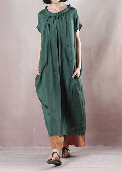 Handmade blackish green cotton Wardrobes Cinched Art summer Dress - SooLinen