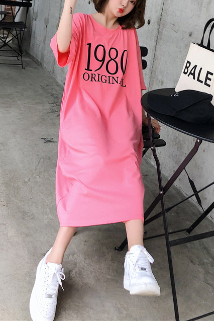 Handmade o neck Half sleeve cotton clothes For Women 2025 Outfits rose print long Dress Summer