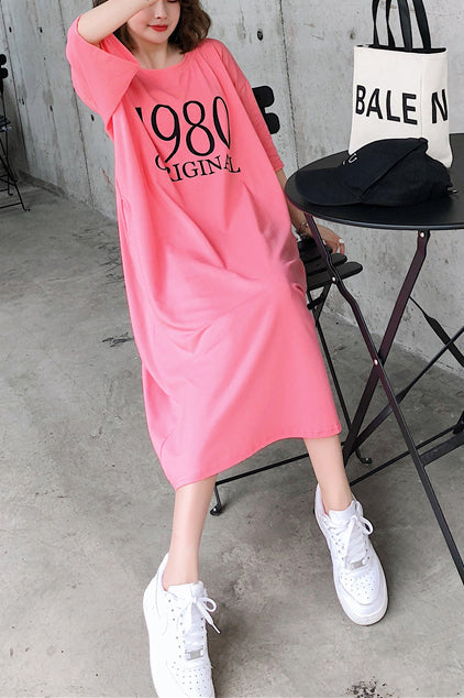 Handmade o neck Half sleeve cotton clothes For Women 2025 Outfits rose print long Dress Summer