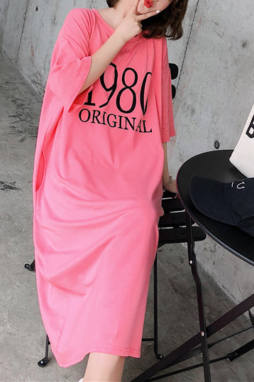 Handmade o neck Half sleeve cotton clothes For Women 2025 Outfits rose print long Dress Summer