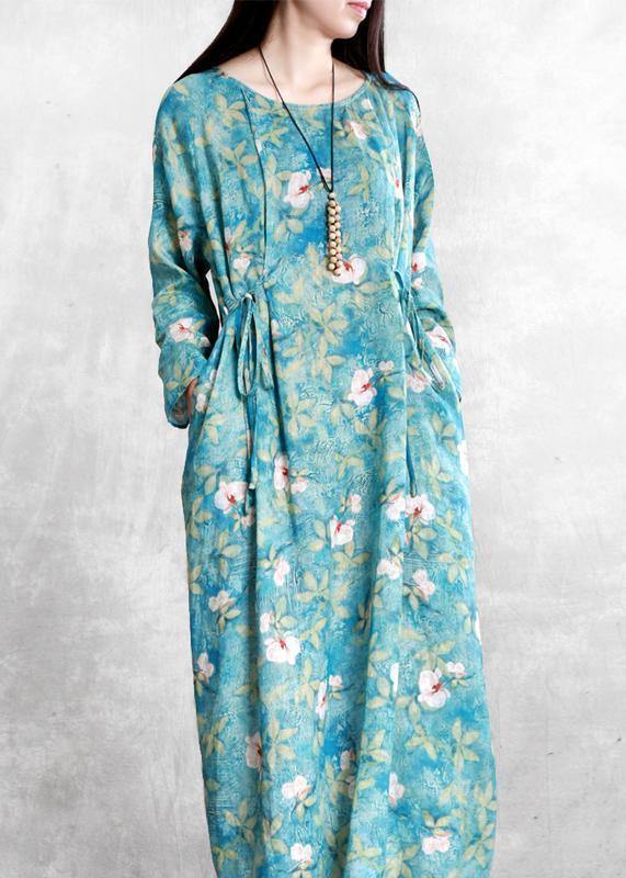 Handmade o neck tunic linen dress Work Outfits green print Dresses - SooLinen