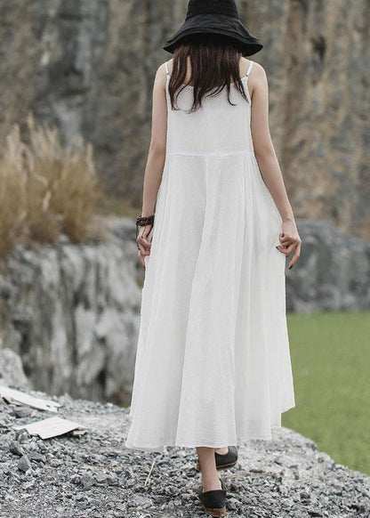 Handmade sleeveless linen dress Cotton white Dress summer - SooLinen