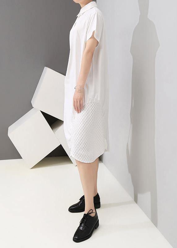 Handmade fine Women Patchwork Irregular Short Sleeve Summer Dress - SooLinen