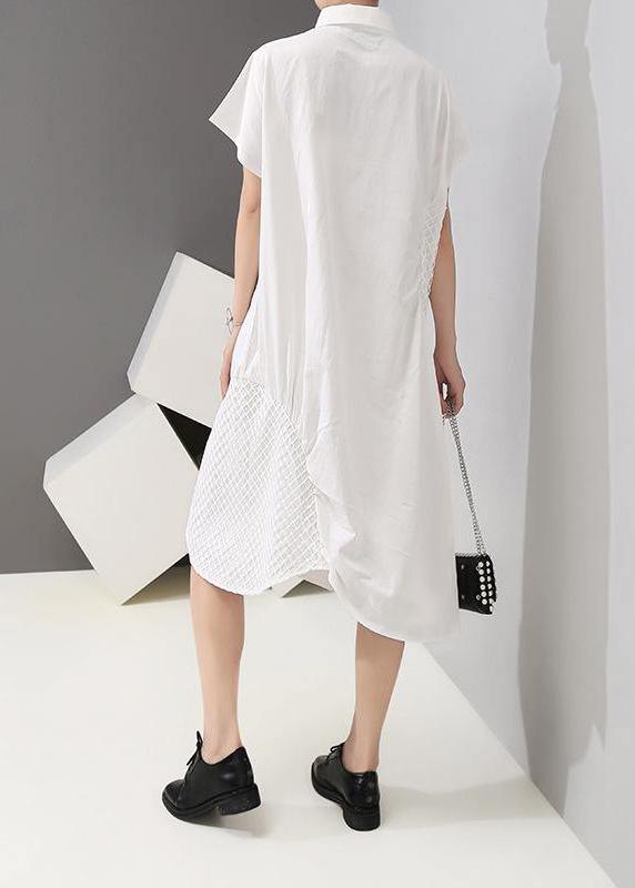 Handmade fine Women Patchwork Irregular Short Sleeve Summer Dress - SooLinen