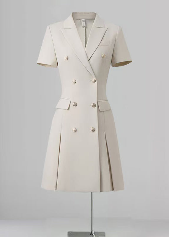 Handsome Navy Double-Breasted Tailored Dress Summer